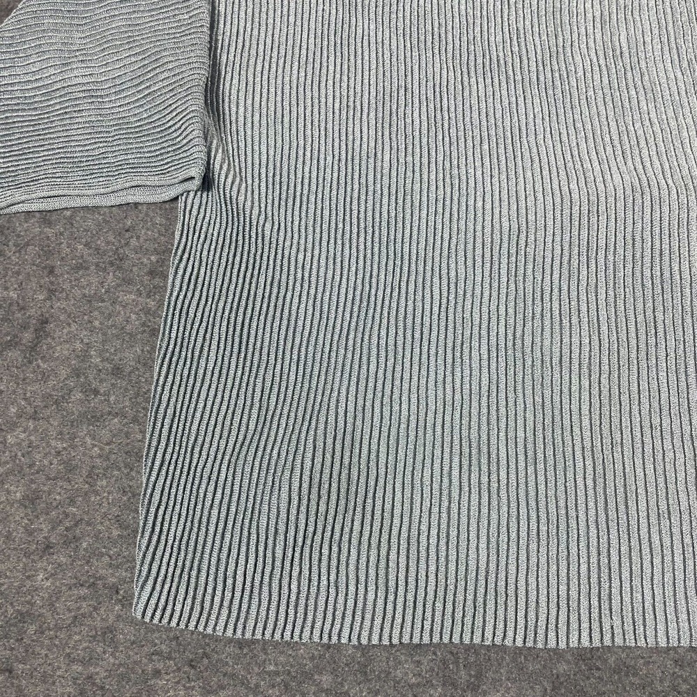 Eileen Fisher Metallic Silver Gray Ribbed Sweater is - Picture 6 of 11